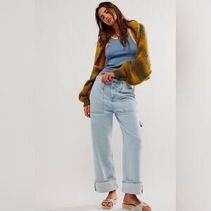 Free People We The Free Major Leagues Mid-Rise Cuffed Jeans Light Stone